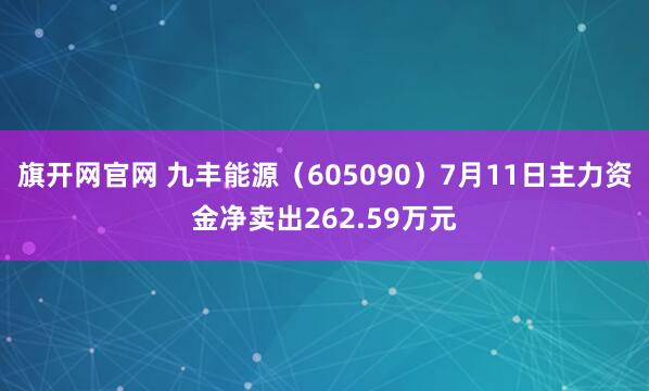 旗开网官网 九丰能源（605090）7月11日主力资金净卖出262.59万元