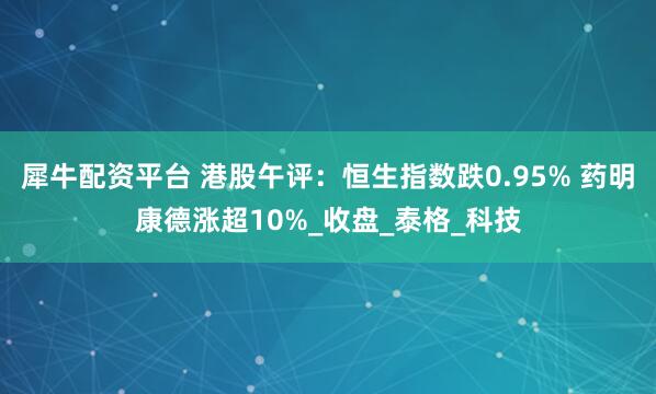 犀牛配资平台 港股午评：恒生指数跌0.95% 药明康德涨超10%_收盘_泰格_科技